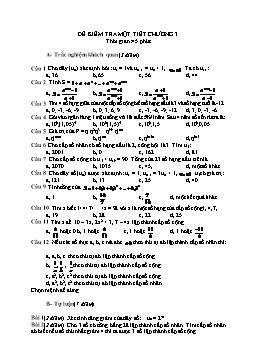 Đề kiểm tra một tiết Chương 3 Giải tích 11