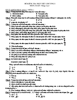 Đề kiểm tra một tiết chương I môn: Toán Hình 11 <nâng cao>