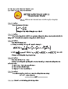 Đề ôn thi học sinh giỏi Toán 11 (Đề 7)