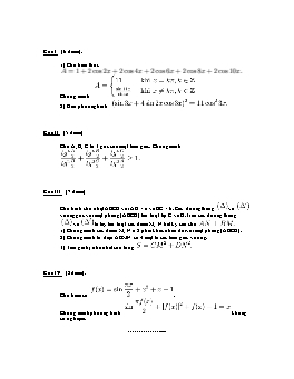Đề ôn thi học sinh giỏi Toán 11 (Đề 9)