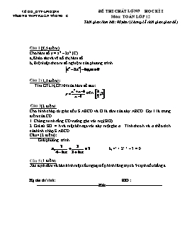 Đề thi chất lượng học kì I môn: Toán lớp 12