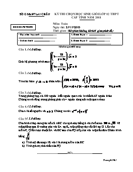 Đề thi chọn học sinh giỏi lớp 12 THPT cấp tỉnh năm 2011 môn Toán