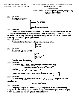 Đề thi chọn học sinh giỏi vòng trường năm học 2011 – 2012 môn: Toán