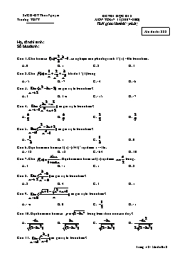 Đề thi học kì 2 môn Toán 11 (Giới hạn) - Mã đề thi 222
