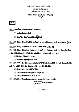 Đề thi học kỳ I lớp 11 ( ban cơ bản 1) môn: Toán