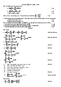 Đề thi học kỳ I, lớp 11 CB môn Toán