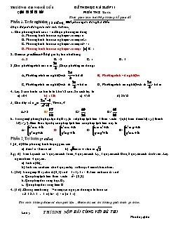 Đề thi học kỳ I lớp 11 môn thi: Toán