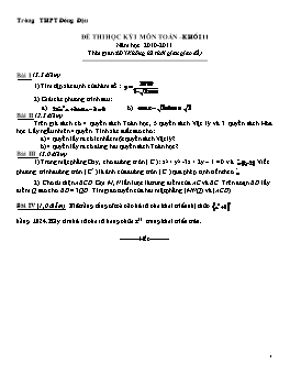 Đề thi học kỳ I môn Toán – Khối 11 Trường THPT Đồng Đậu