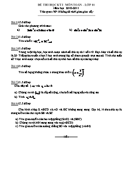 Đề thi học kỳ I môn Toán – lớp 11 (Đề 11)