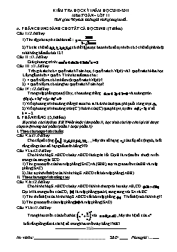 Đề thi học kỳ I môn Toán – lớp 11 (Đề 14)