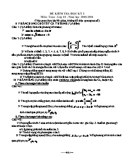 Đề thi học kỳ I môn Toán – lớp 11 (Đề 16)