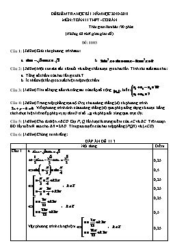 Đề thi học kỳ I môn Toán – lớp 11 (Đề 21)