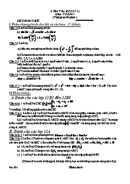 Đề thi học kỳ I môn Toán – lớp 11 (Đề 22)