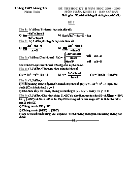Đề thi học kỳ II môn Toán khối 11 – ban cơ bản - Trường THPT Hương Trà