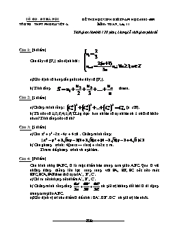 Đề thi học sinh giỏi năm học 2008-2009 môn: Toán, lớp 11 Trường THPT Phú Xuyên A