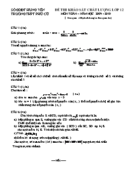 Đề thi khảo sát chất lượng lớp 12 trường THPT Phù Cừ môn Toán