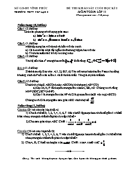 Đề thi khảo sát cuối học kì I môn: Toán - Lớp 11