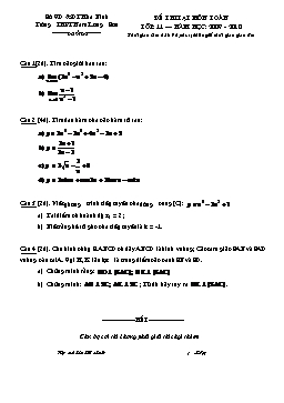 Đề thi lại môn Toán lớp: 11