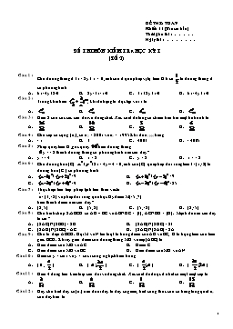 Đề thi môn kiểm tra học kỳ I Môn Toán 11 (đề 2)