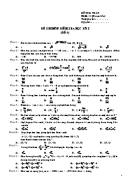 Đề thi môn kiểm tra học kỳ I Môn Toán 11 (đề 4)