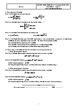 Đề thi thử học kì 2 – Môn Toán lớp 11 (Đề số 1)