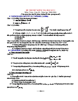 Đề thi thử kiểm tra học kỳ I môn: Toán - Lớp 11 (Đề 1)