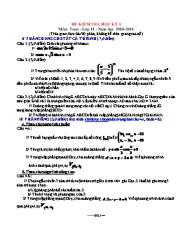 Đề thi thử kiểm tra học kỳ I môn: Toán - Lớp 11 (Đề 5)