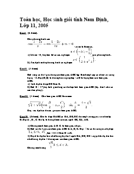 Đề thi Toán học, Học sinh giỏi tỉnh Nam Định, Lớp 11, 2005