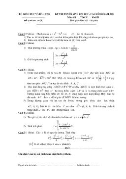 Đề thi tuyển sinh đại học, cao đẳng năm 2003 Môn thi: Toán khối B