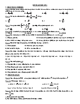 Đề tự luyện số 2 thi học kì 1 Toán 11 NC