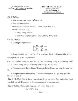 Ðề thi tháng lần 1 môn thi: Toán lớp 11