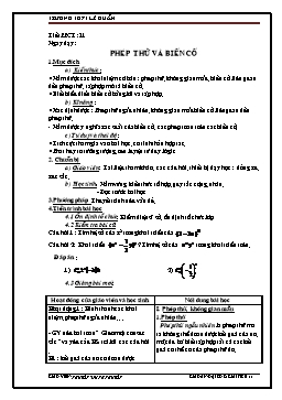 GA Đại số & Giải tích 11 tiết 31: Phép thử và biến cố