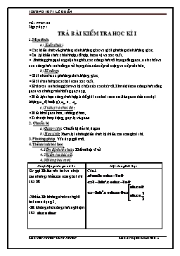 GA Đại số & Giải tích 11 tiết 48: Trả bài kiểm tra học kì I