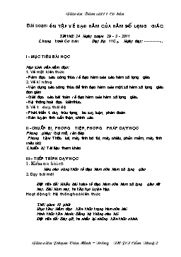 Giáo án Bám sát 11 Cơ bản tiết 24: Ôn tập về đạo hàm của hàm số lượng giác