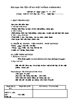 Giáo án Bám sát Hình học 11 Cơ bản tiết 26: Ôn tập về hai mặt phẳng vuông góc