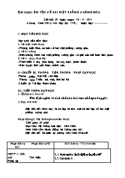 Giáo án Bám sát Hình học 11 Nâng cao tiết 28: Ôn tập về hai mặt phẳng vuông góc