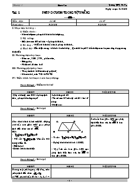 Giáo án bám sát Hình học 11 tiết 1, 2: Phép dời hình trong mặt phẳng