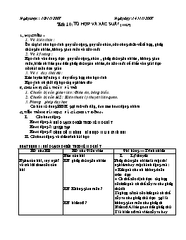 Giáo án chuyên đề Toán 11 NC tiết 10: Tổ hợp và xác suất (tiếp)