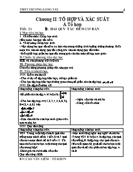 Giáo án Đại số 11 - Chương 2: Tổ hợp và xác suất