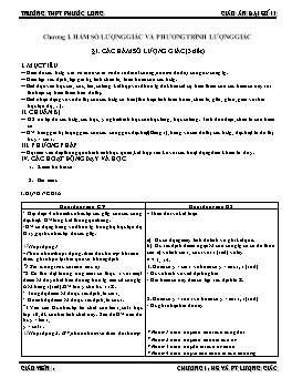 Giáo án Đại số 11 - Chương I: Hàm số lượng giác và phương trình lượng giác