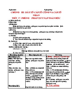 Giáo án Đại số 11 cơ bản - Chương III: Dãy số cấp số cộng và cấp số nhân