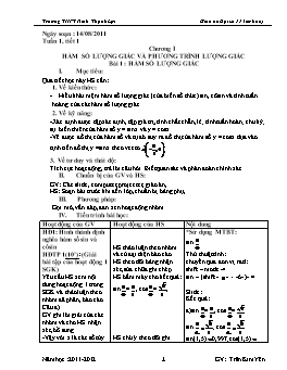 Giáo án Đại số 11 (cơ bản) tiết 1 - 3: Hàm số lượng giác