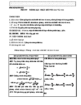 Giáo án Đại số 11: Một số phương trình lượng giác thường gặp - Phương trình bậc nhất đối với sinx và cosx