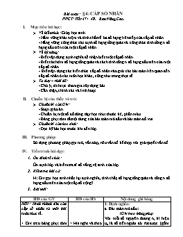 Giáo án Đại số 11 NC Bài 4- Cấp số nhân