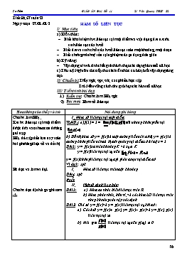 Giáo án Đại số 11 - Tuần 23 - Tiết 56, 57: Hàm số liên tục