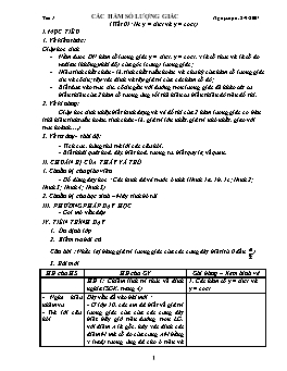 Giáo án Đại số CB lớp 11 tiết 1: Hàm số y = sinx và y = cosx