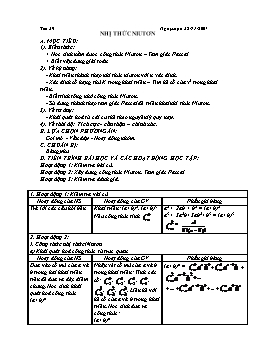 Giáo án Đại số CB lớp 11 tiết 29: Nhị thức Niutơn