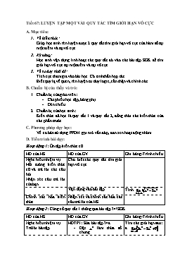Giáo án Đại số CB lớp 11 tiết 67: Luyện tập một vài quy tắc tìm giới hạn vô cực