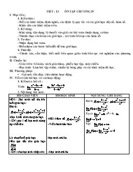 Giáo án Đại số cơ bản lớp 11 - Chương 4 - Tiết 13: Ôn tập chương IV