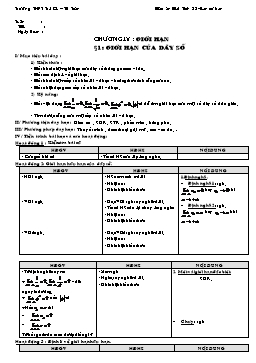 Giáo án Đại số Giải tích 11 - Ban cơ bản - Chương IV: Giới hạn